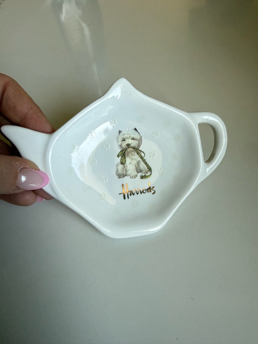 Harrods Ceramic Tea Bag Plate/holder or trinket plate.